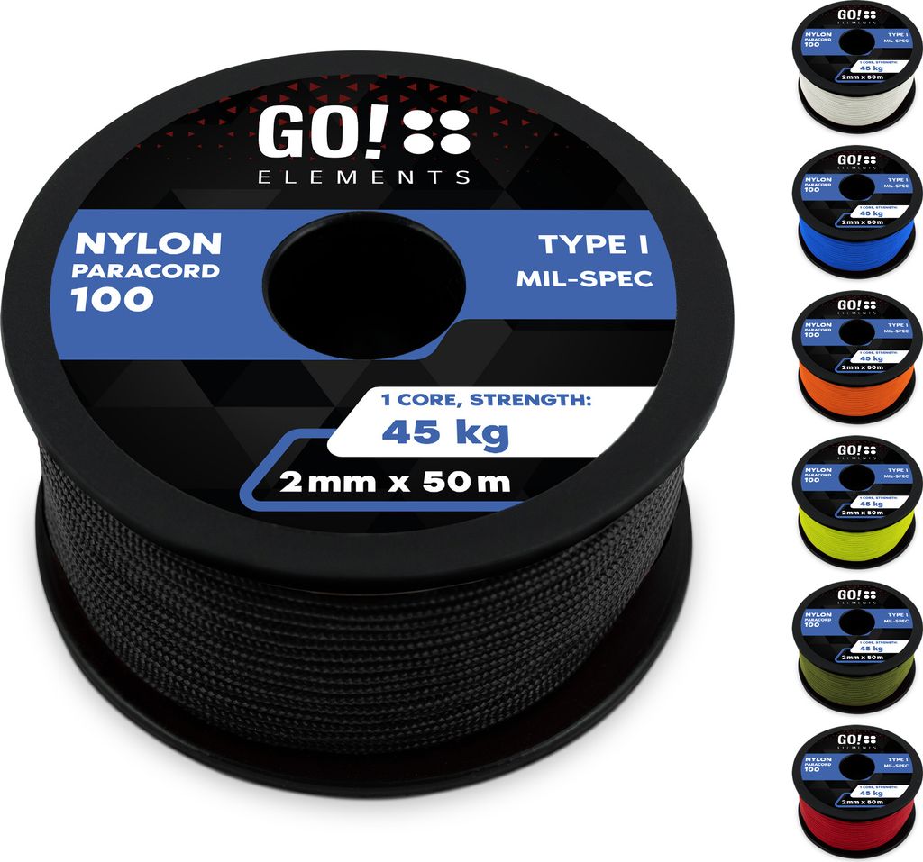 GO!elements 50m Paracord 2mm Seil aus reißfester Produktbild 