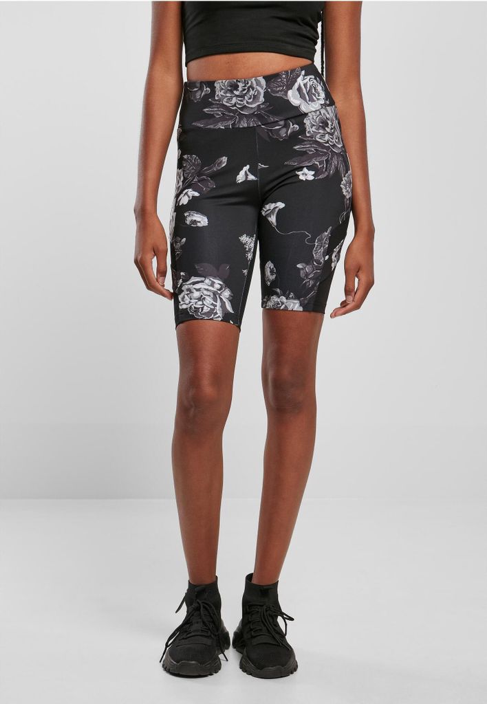 Urban Classics TB4794 | Ladies High Waist Tech Mesh AOP Cycle Shorts Radlerhos - Farbe: darkflower - Größe: 5XL