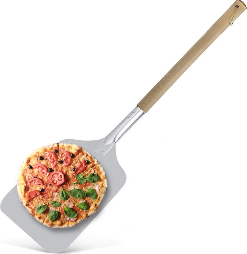 BetterJonny Pizzaschieber Rund, Perforiert – Aluminium Mit Abnehmbarem Holzgriff, 17,8 Cm, Hitzebeständig