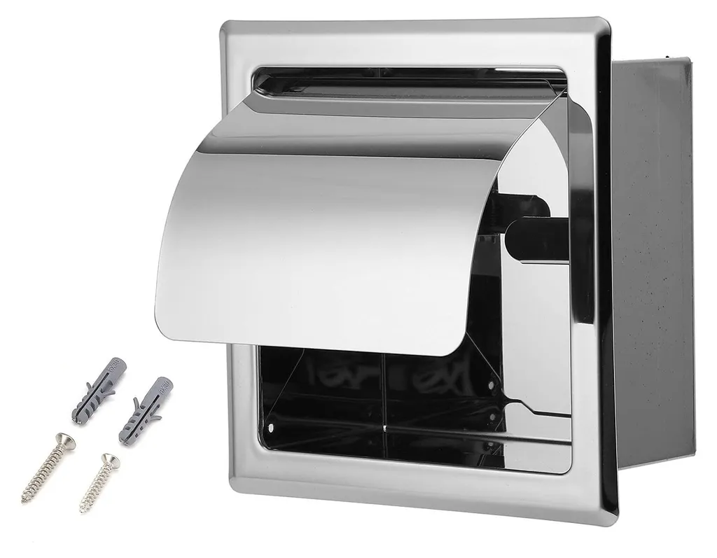 Porte-papier WC anti-humidité en inox, solution encastrée pour petits coins