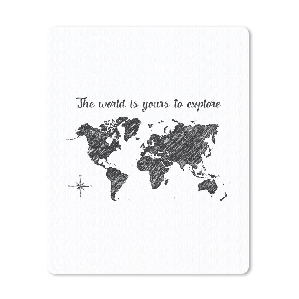 MuchoWow Mauspad Mousepad Weltkarte - Zitate - Schwarz 30x40 cm - Mousepads - Maus Mat - Pad - Mausunterlage - Mausmatten