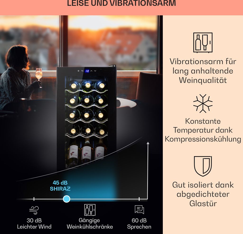 Klarstein Weinkühlschrank, 1 Zonen Getränkekühlschrank Produktbild 4