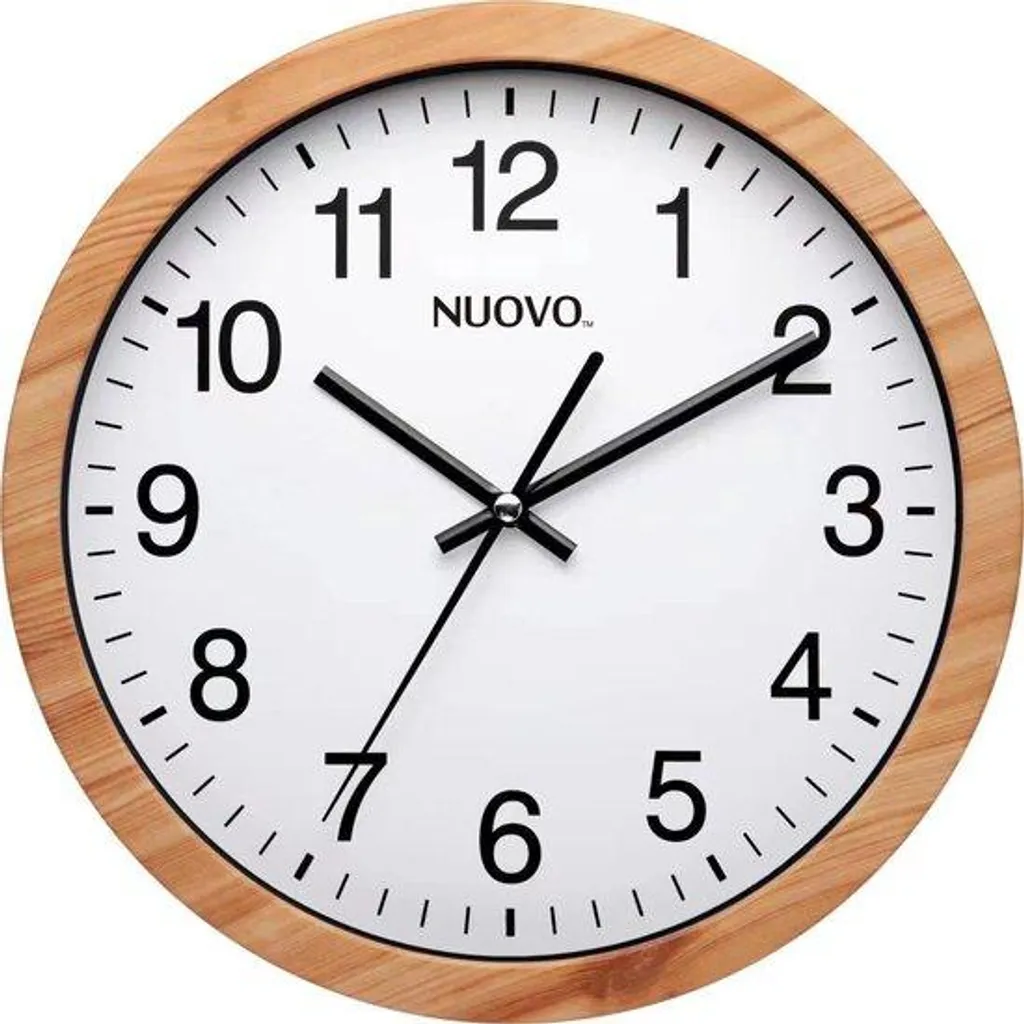 Horloge ronde noire pour salon en bois - Déco murale 26 cm chic