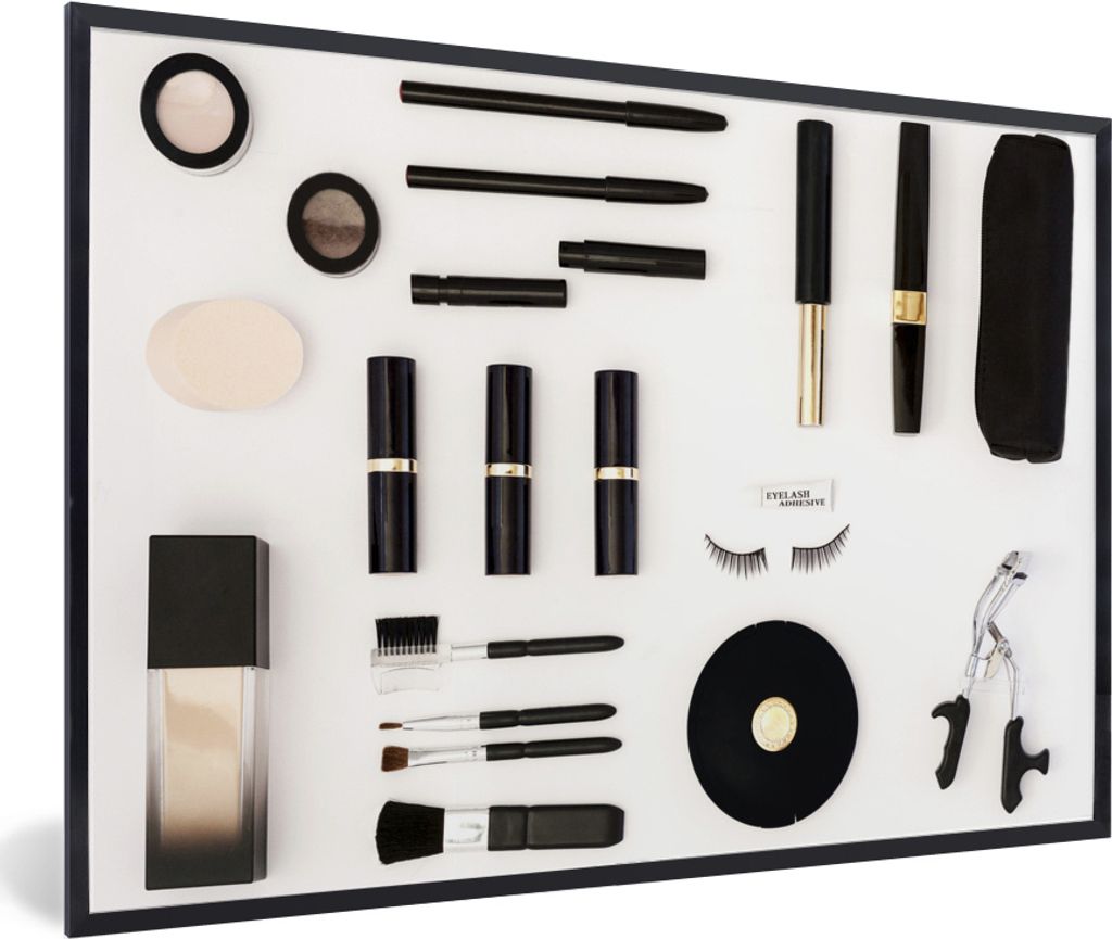 MuchoWow MuchoWow Gerahmtes Poster Set mit Make-up 90x60 cm - Poster mit zchwarzem Bilderrahmen - Fotorahmen - Foto-Plakat