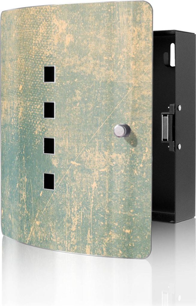 banjado Design Schlüsselkasten aus Edelstahl für 10 Schlüssel, Schlüsselschrank 24 x 21,5 x 7cm groß mit Magnetverschluss, Patina Grün [BWSK ...