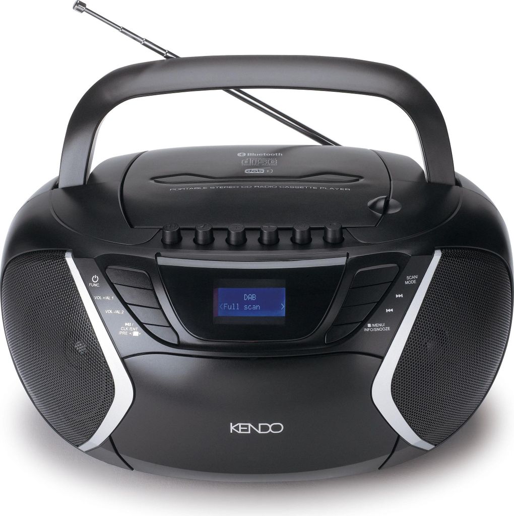 Kendo Tragbares, Kompaktes CD-Radio mit DAB+, Bluetooth und Kassettenplayer, 1,51 kg, Schwarz, Tragbarer CD-Player