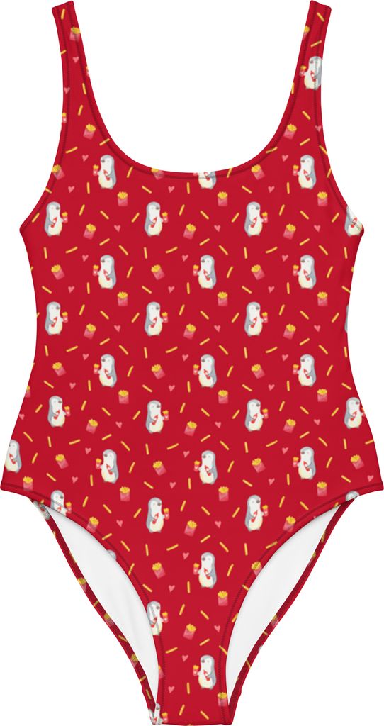 Mr. & Mrs. Panda Badeanzug Pinguin Pommes Größe L - Gelb - Geschenk, Bademode, Valentinstag, Swimsuit, Strandmode, für Freundin, Freund, Hochzei...