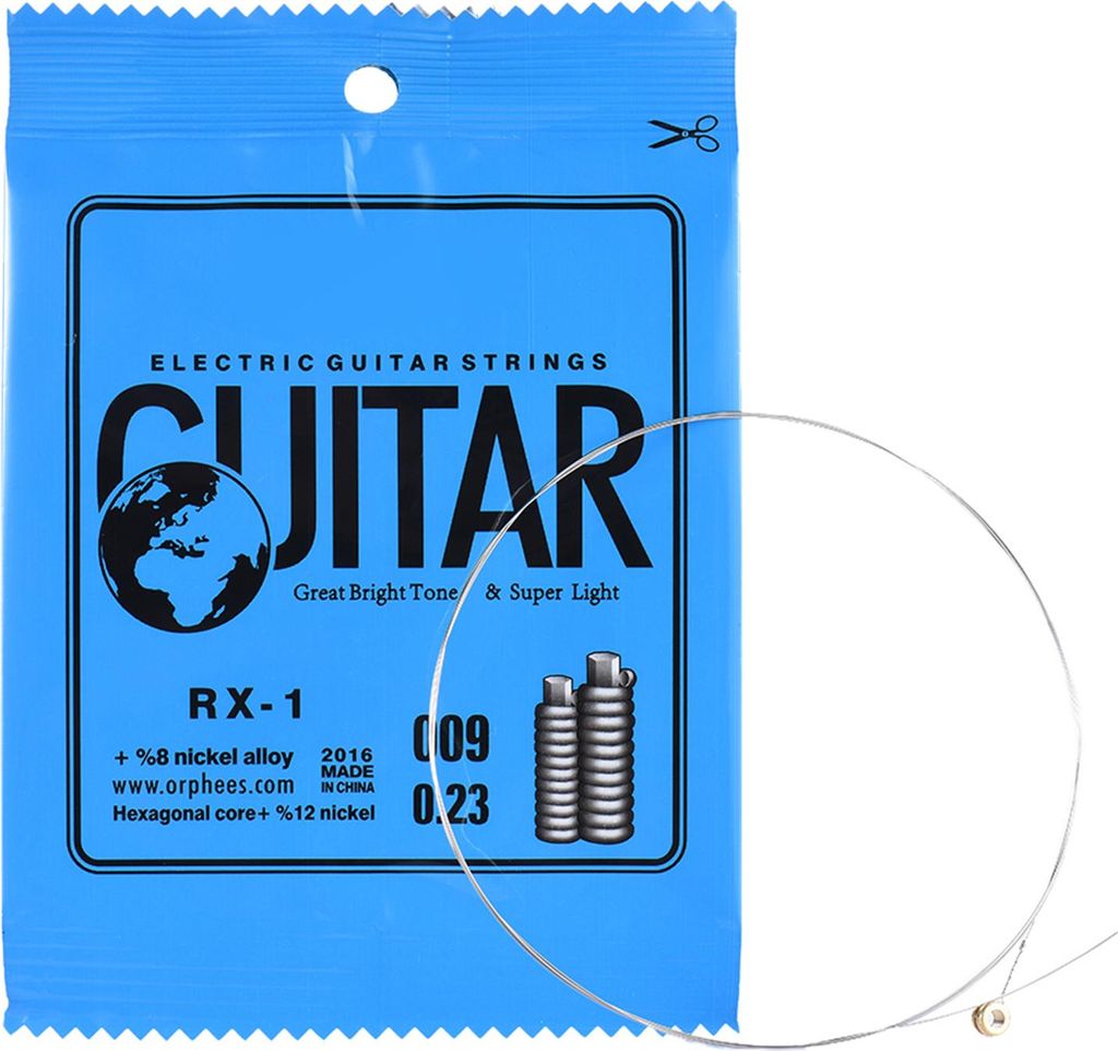 Orphee RX-1 Einzelsaiten-Ersatz für E-Gitarre, 1. E-Saite (.009), 10er-Pack, Nickellegierung, superleichte Spannung, 85 cm