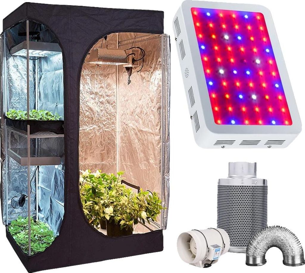 Grow-Zelt-Set, Indoor-Wachstumsumgebung, komplettes Hydroponik-Set, 2in1, 600W Anzug