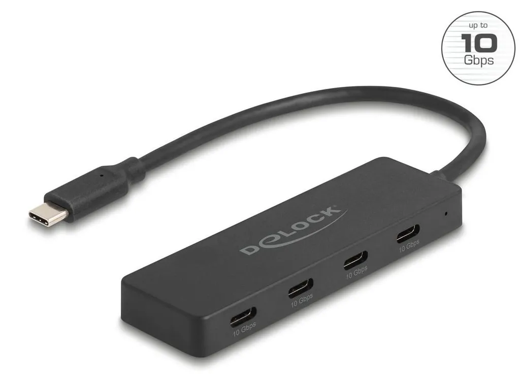 Multiplicateur de ports USB-C 4 ports Hub 10 Gbps Noir pour PC et Mac