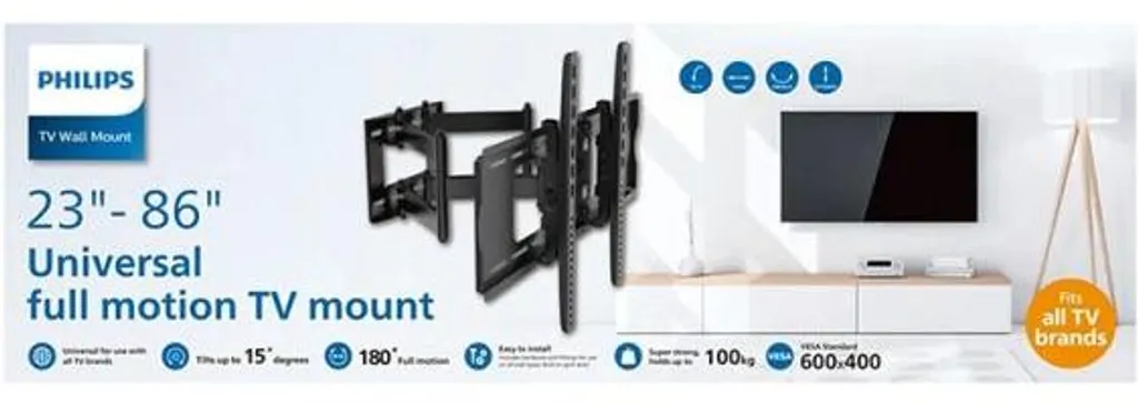 Support TV Mural Anti-Reflet Philips SQM9640/00 Fixation Universelle - 2