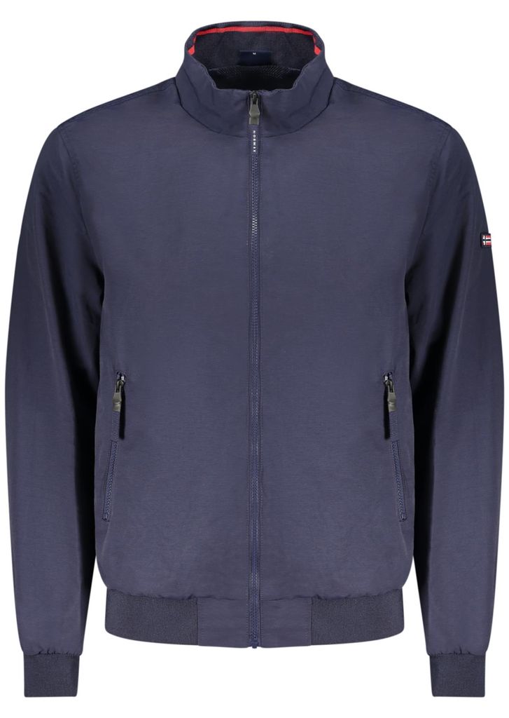 Blaue Herrenjacke mit Reißverschluss und Taschen für stilvolle Wintertage