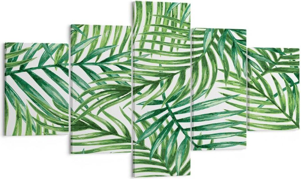 Bild auf Leinwand - Leinwandbild - Palme Blatt grün - 125x70cm - Wand Bild - Wanddeko - Wandbilder - Leinwanddruck - Bilder - Kunstdruck - Wanddek...