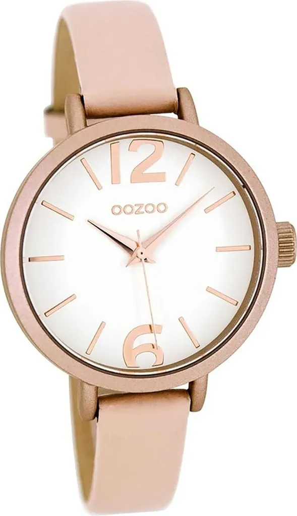 Montre Oozoo C8407 Rose en Cuir Véritable avec Cadran Rond Analogique