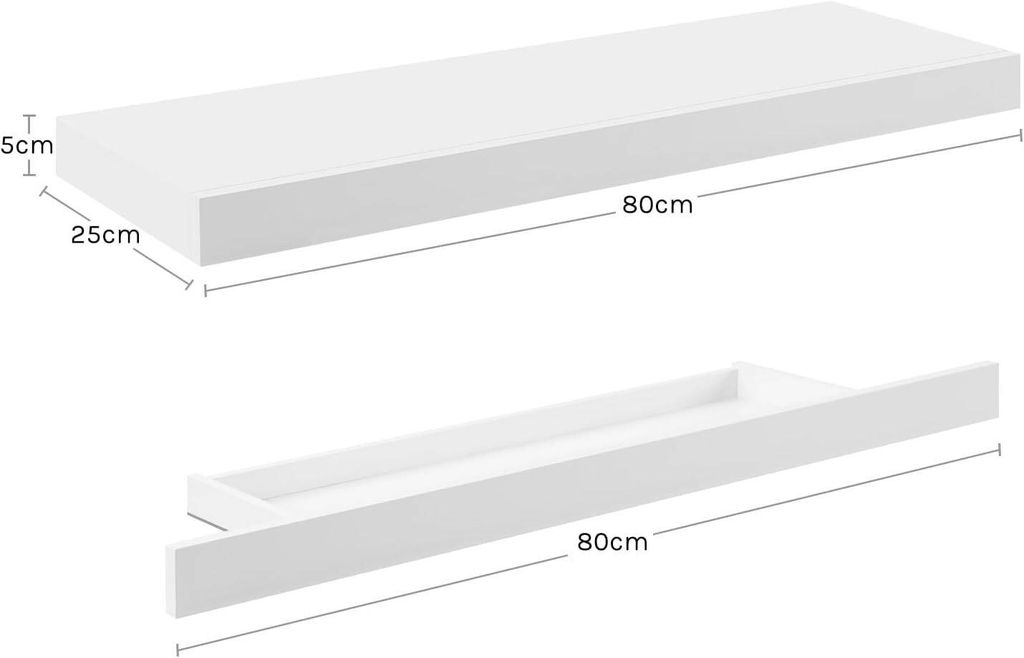 WOLTU Wandregal mit Schublade, Schweberegal, aus MDF
