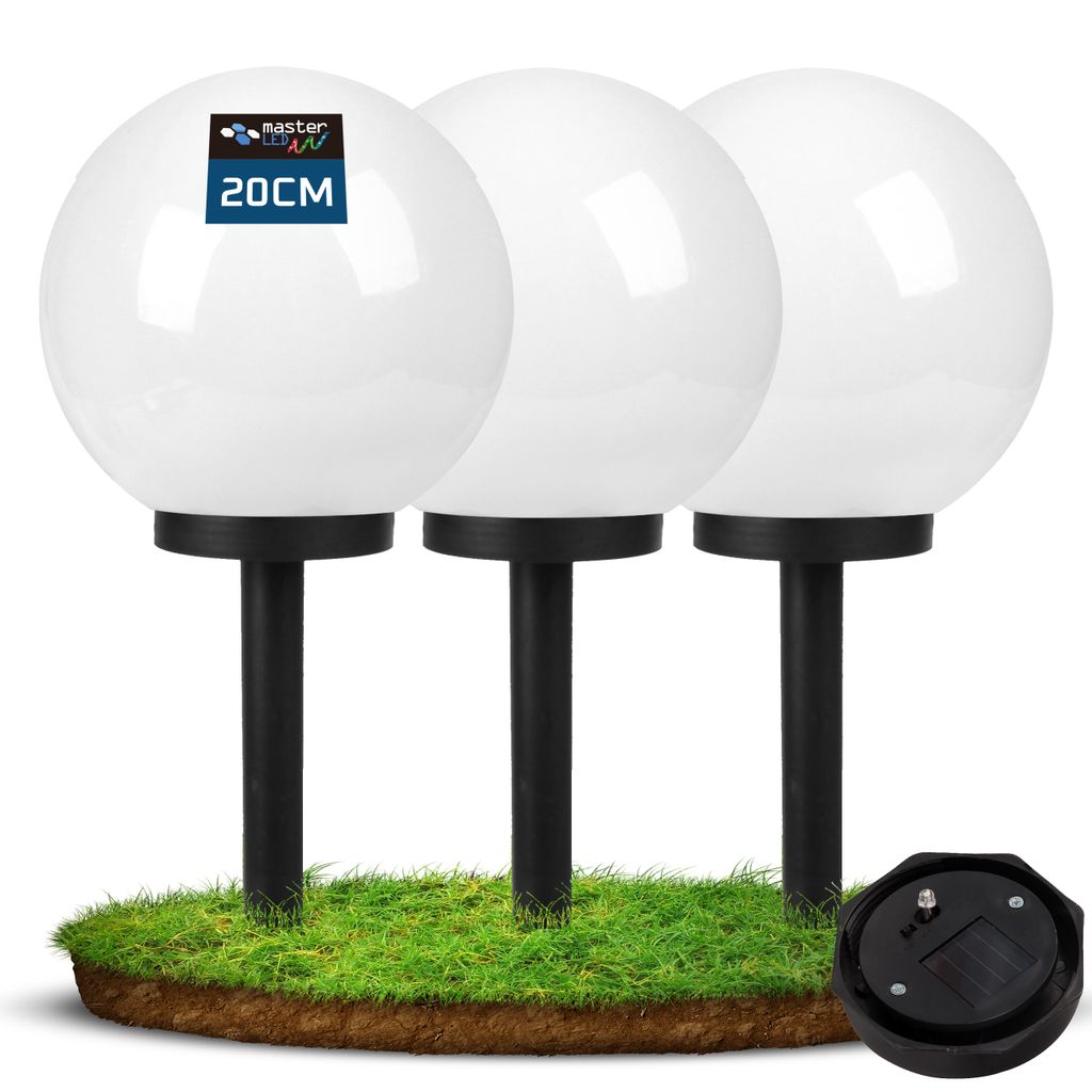 MasterLED Solar Gartenleuchte Kugel 3er Set - 20cm - Produktbild 