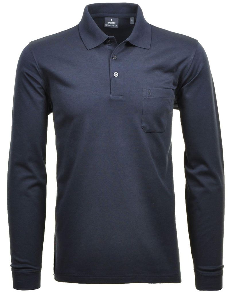 Ragman H-Polo 1/1 Arm Polo LA uni Soft-Knit in blau