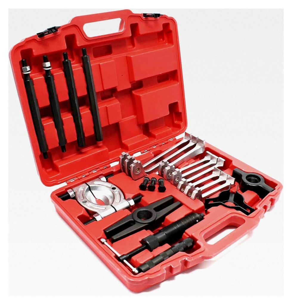 Hydraulisches Abzieher-Set 22-teilig, mit 10 t Zugkraft, Kugellager- und Zahnradabzieher im praktischen Koffer