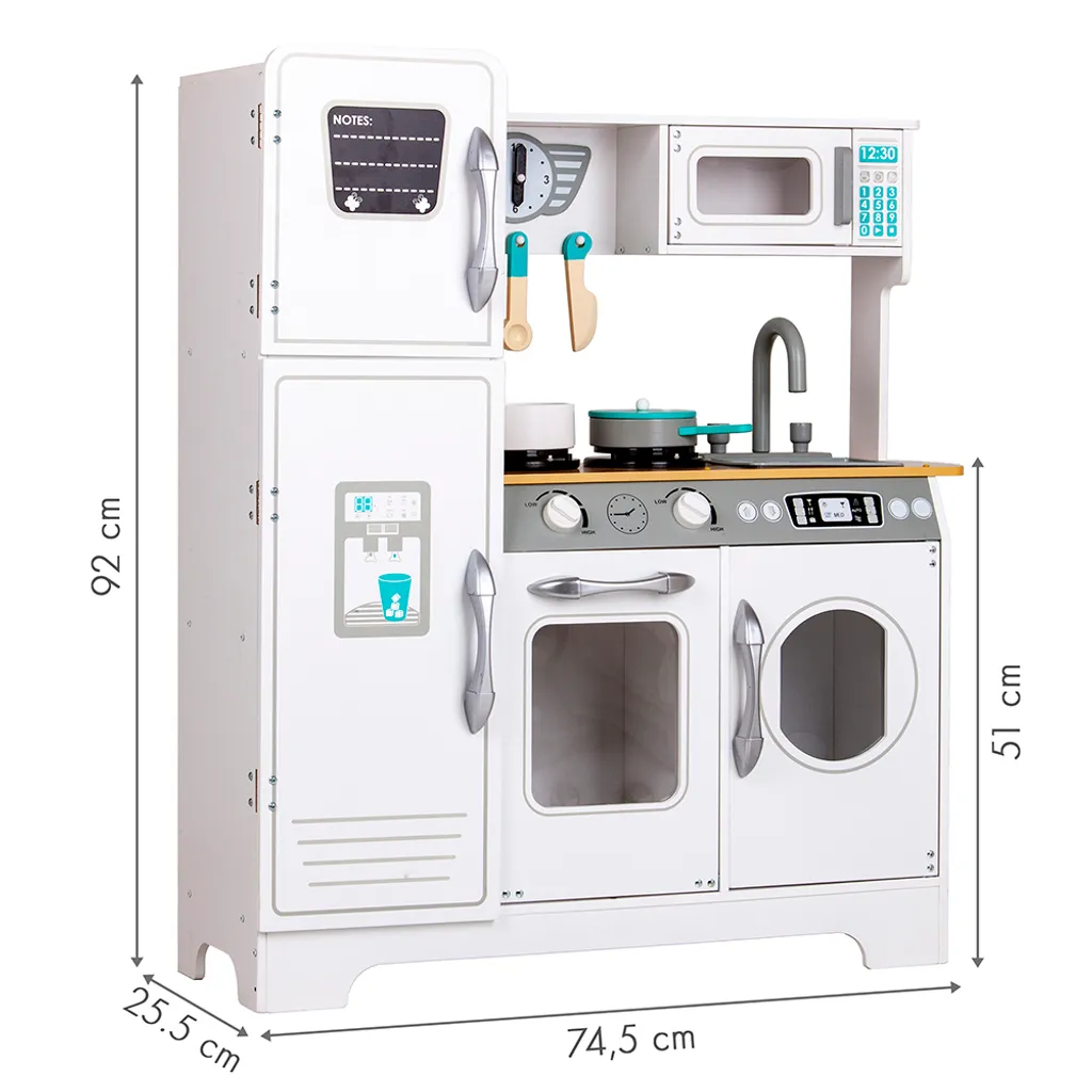 Cuisine enfant bois blanc ECOTOYS : modèle géant avec finitions réalistes - 5