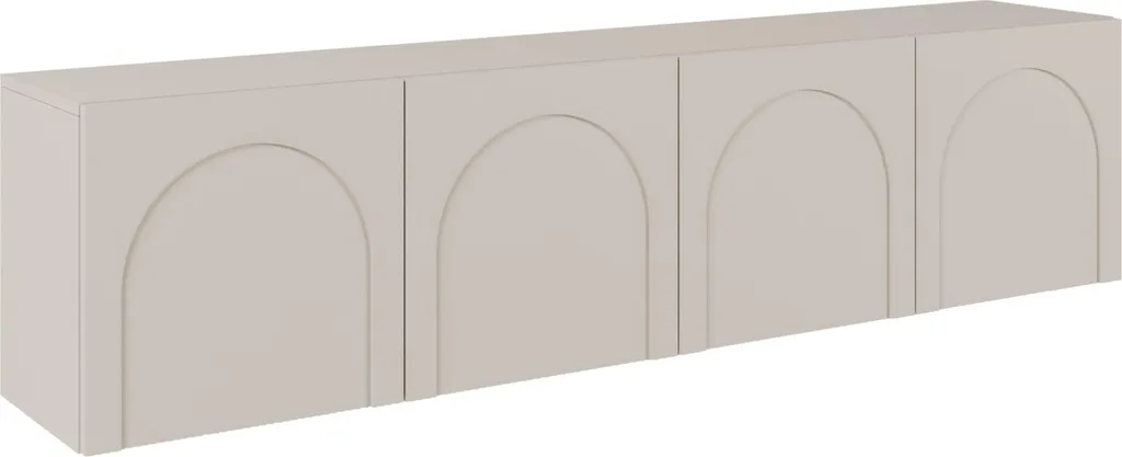 Buffet TV 4 Portes Selsey Arkadia Gris Cachemire avec Façade Relief