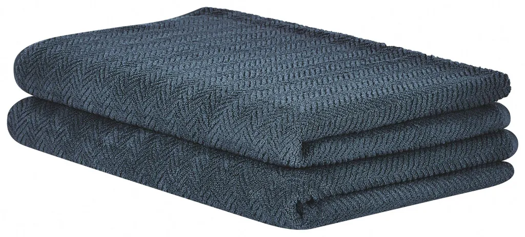 Lot de 2 Grandes Serviettes de Bain Beliani en Coton Bleu Foncé 100x150cm