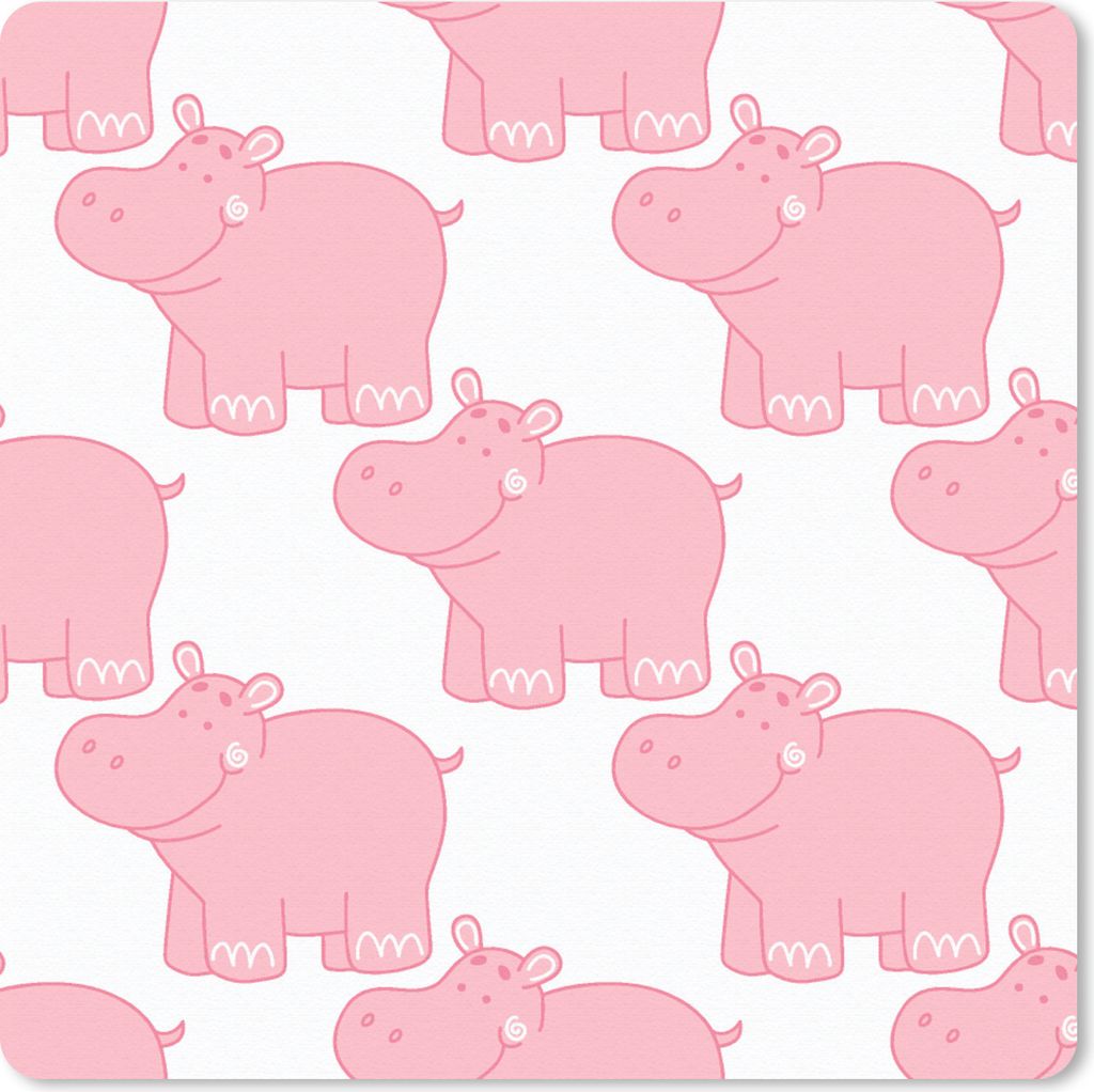 MuchoWow Mauspad Mousepad Nilpferd - Rosa - Mädchen - Kind - Muster 20x20 cm - Mousepads - Maus Mat - Pad - Mausunterlage - Desk Mat - Bureauart...