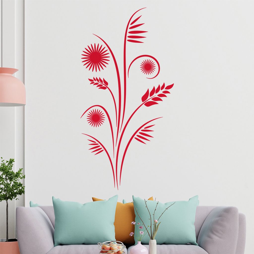 Distel - Blüten - Strauch Wandtattoo in 6 Größen - Wandaufkleber Wall Sticker - Dekoration, Küche, Wohnzimmer, Schlafzimmer, Badezimmer