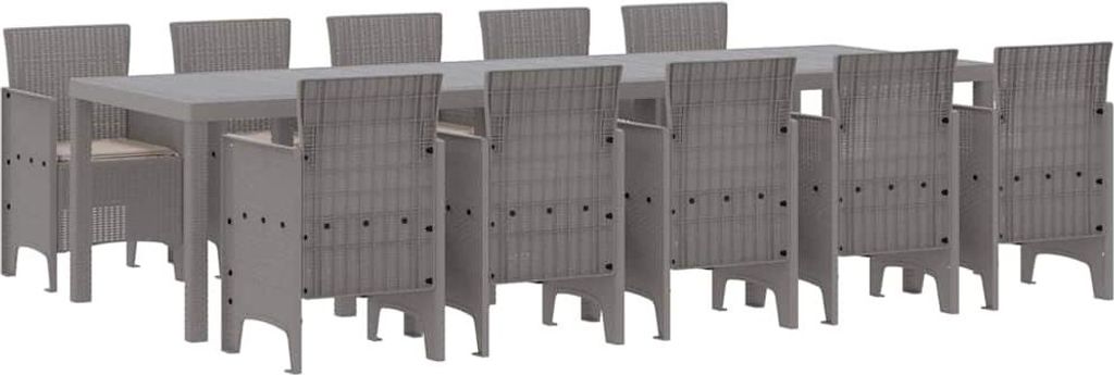 Garten Essgruppe mit Kissen 11 pcs Hellgrau Poly Rattan