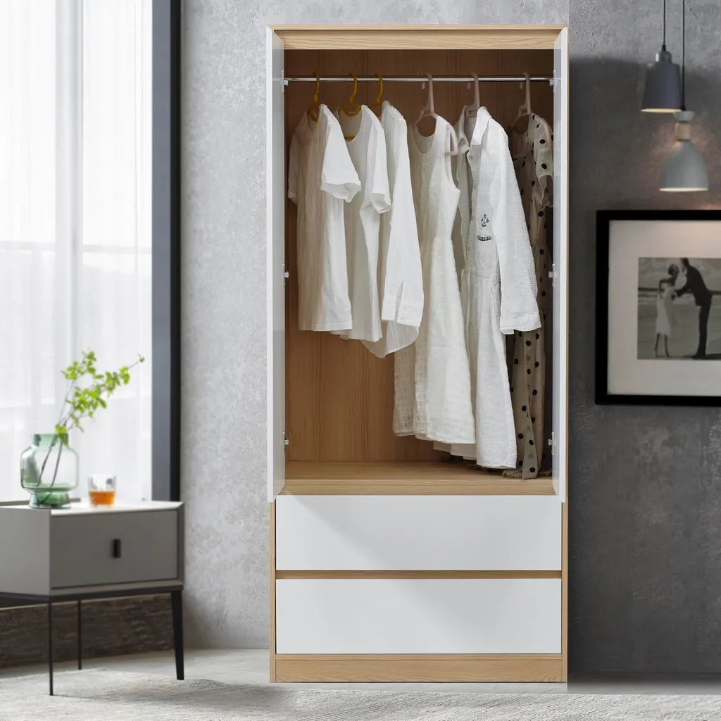 Armoire de chambre avec penderie Bastheim imitation chêne