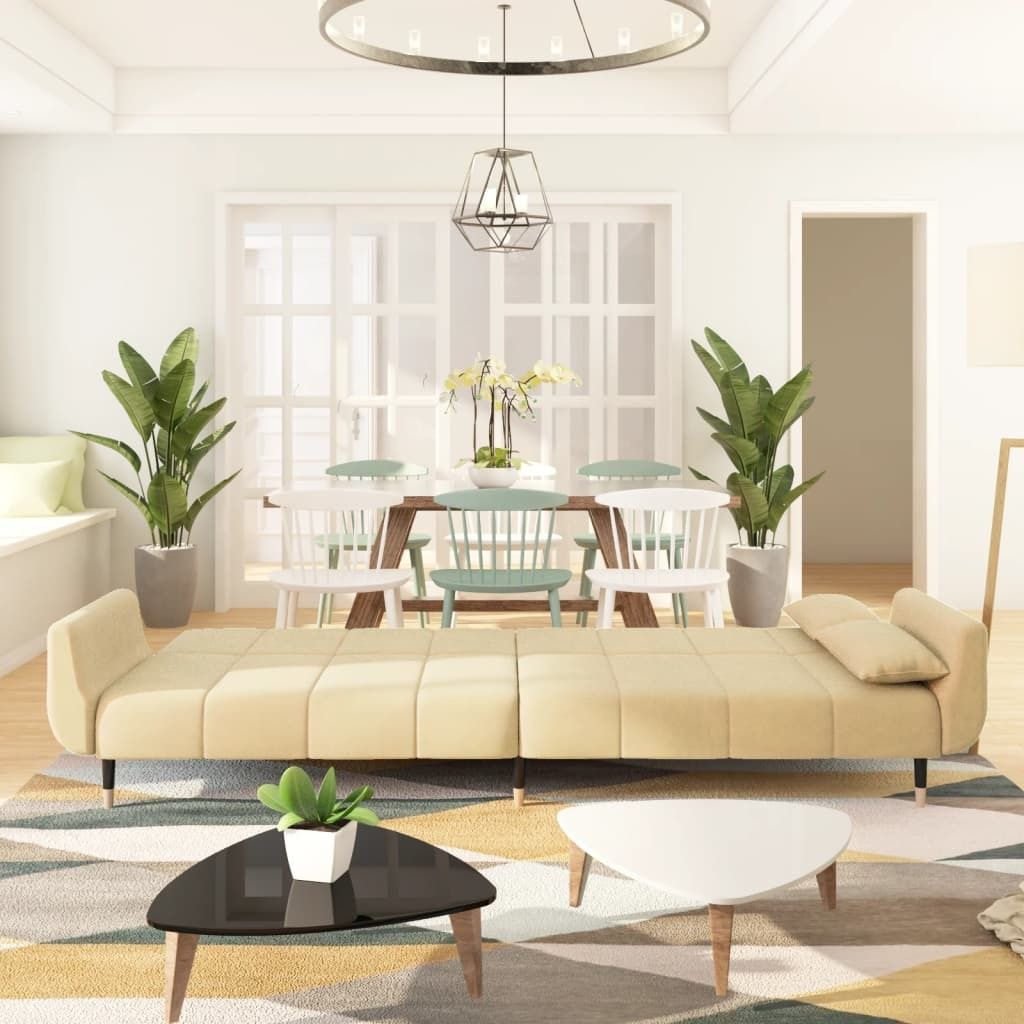 "im Sonderangebot"Schlafsofa - CLORIS - Bettsofa eleganten Design - 2-Sitzer mit 2 Kissen Creme Samt - 220 x 84,5 x 69 cm - DEMöbel3994031