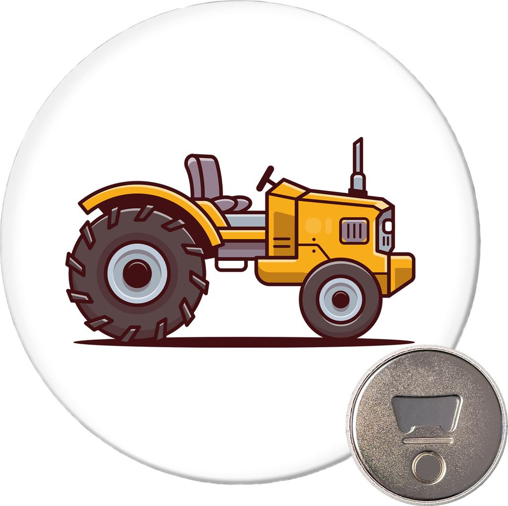 Huuraa Magnet Traktor Trecker 59mm Kühlschrankmagnet rund Flaschenöffner Geschenkidee