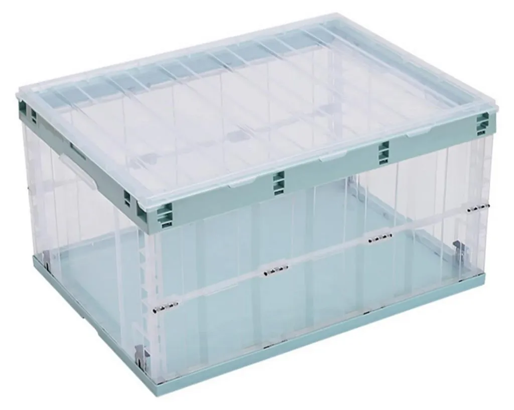 Lot de 6 Boîtes Pliables Robustes 55L - Transparents avec Poignées