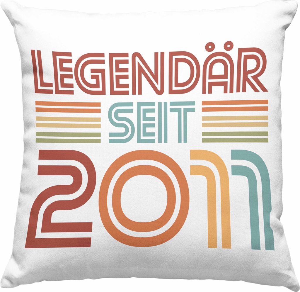 Trendation - 10. Geburtstag Deko-Kissen mit Füllung 40x40 Jungs Jungen Geschenk Geschenkidee Kakaobecher Legendär Seit 2011 Lustig Witzig Spruch ...