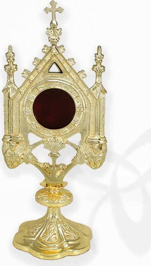 2671 Reliquiar Reliquie Monstranz Für Klosterarbeit, Hausaltar Vergoldet 29cm