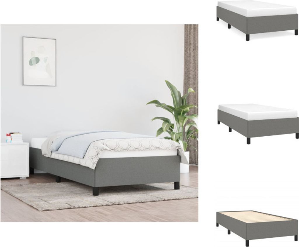 vidaXL Bettgestell Dunkelgrau 90x190 cm Stoff - Betten & Bettgestelle