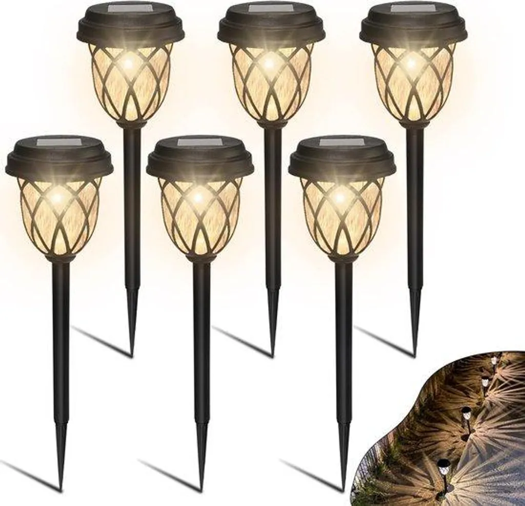 Éclairage de jardin solaire - Lot de 6 balises LED en acier inoxydable