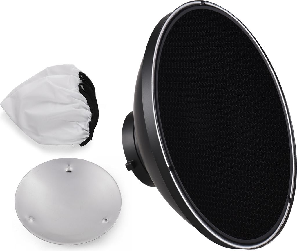 30 cm/11,8 Zoll Standardreflektor Beauty Dish Bowens-Halterung mit weissem Diffusor-Reflektor-Wabengitter fuer Studio-Portraetfotografie, Strobosko...