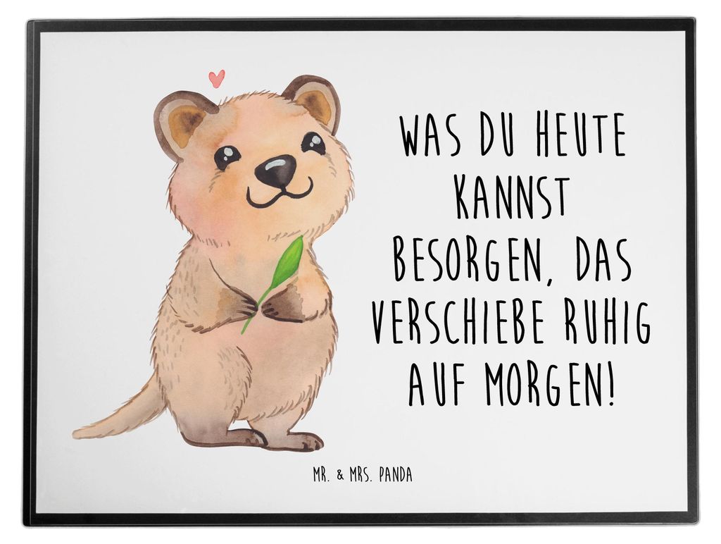 Mr. & Mrs. Panda Tischunterlage Quokka Happy - Weiß - Geschenk, tischpad, Schreibunterlage, Niedliches Tier, Lustiger Spruch, Aufschieberitis, Din...