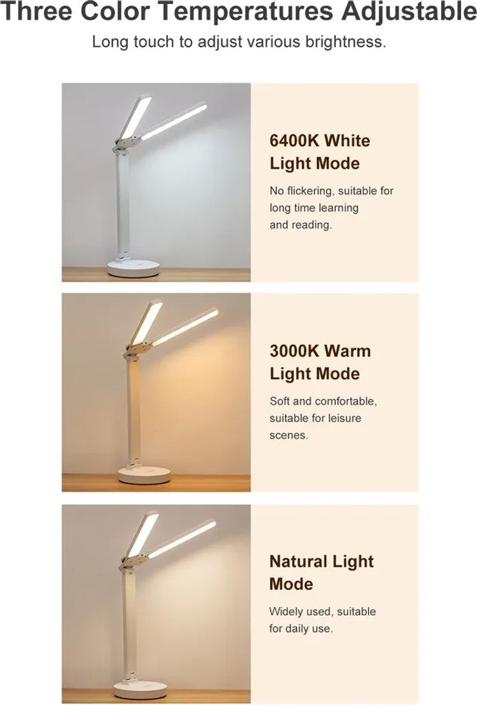 Doppelkopf Schreibtischlampe, LED Tischleuchte, 5 Farbe Produktbild 4