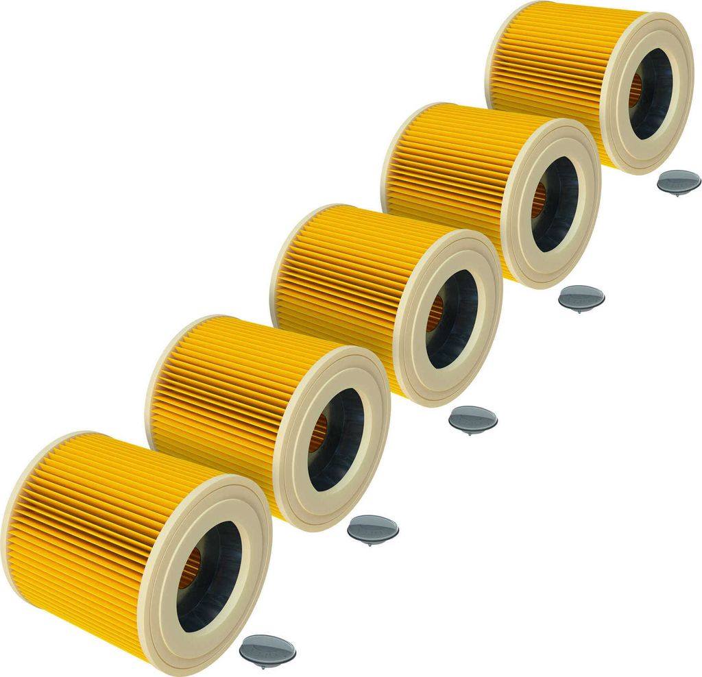 vhbw 5x Faltenfilter kompatibel mit Kärcher NT 38/1 Me Classic E, NT 27/1 Professional, SE 4001, NT 38/1 CLassic Staubsauger - Patronenfilter Gelb