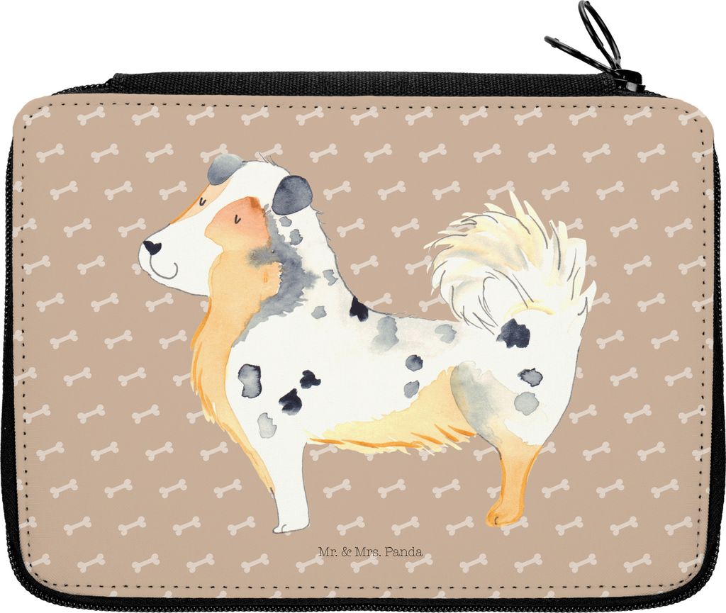 Mr. & Mrs. Panda Etui Hund Australien Shepherd - Hundeglück - Geschenk, Stifte, Familienhund, Spruch, Sprüche, Stifteetui, Federtasche, Federmäp...