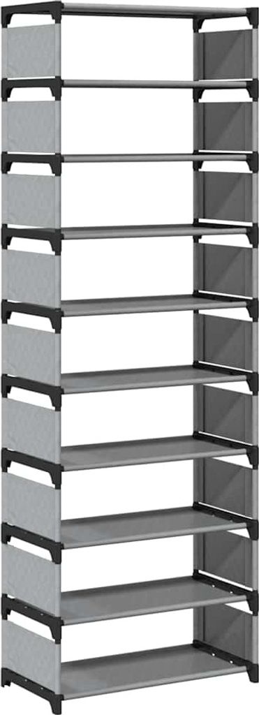 vidaXL Schuhregal 10-stöckig Grau 54x28x158 cm Vliesstoff
