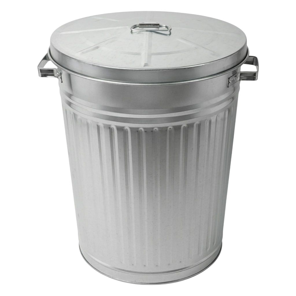 Zink Abfalleimer mit Deckel - 55 Liter - Metall Garten Produktbild 