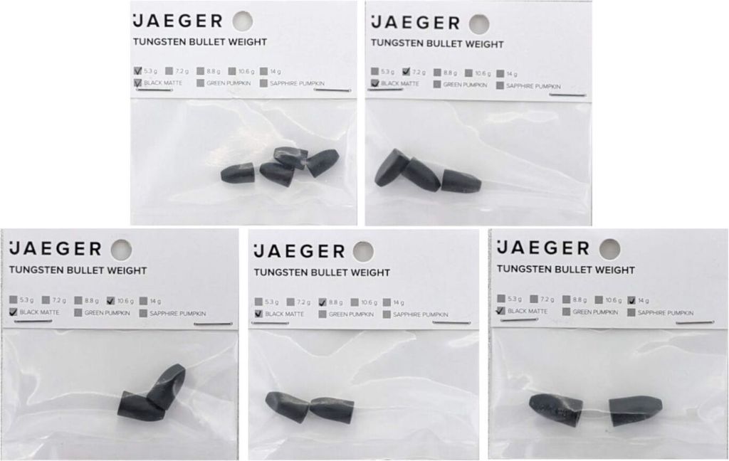 Jaeger Fishing Tungsten Bullet Weight Black Matte - Bulletgewichte, Gewicht / Inhalt:8.8g / 2 Stück