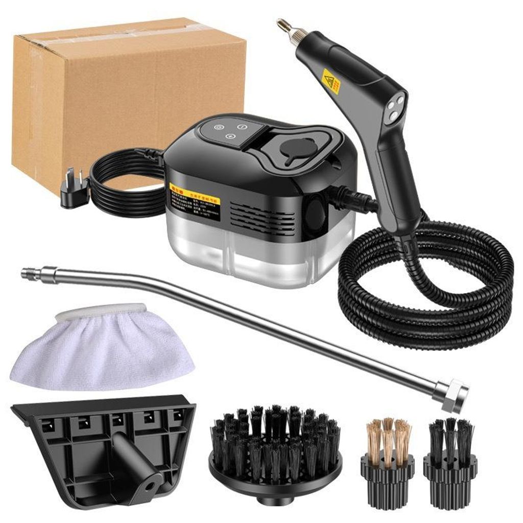 AIORBER Handdampfreiniger mit 1200ml Wassertank, 105°C Hochtemperatur, 6-Stufen-Regelung, Viel Zubehör Set – Schwarz