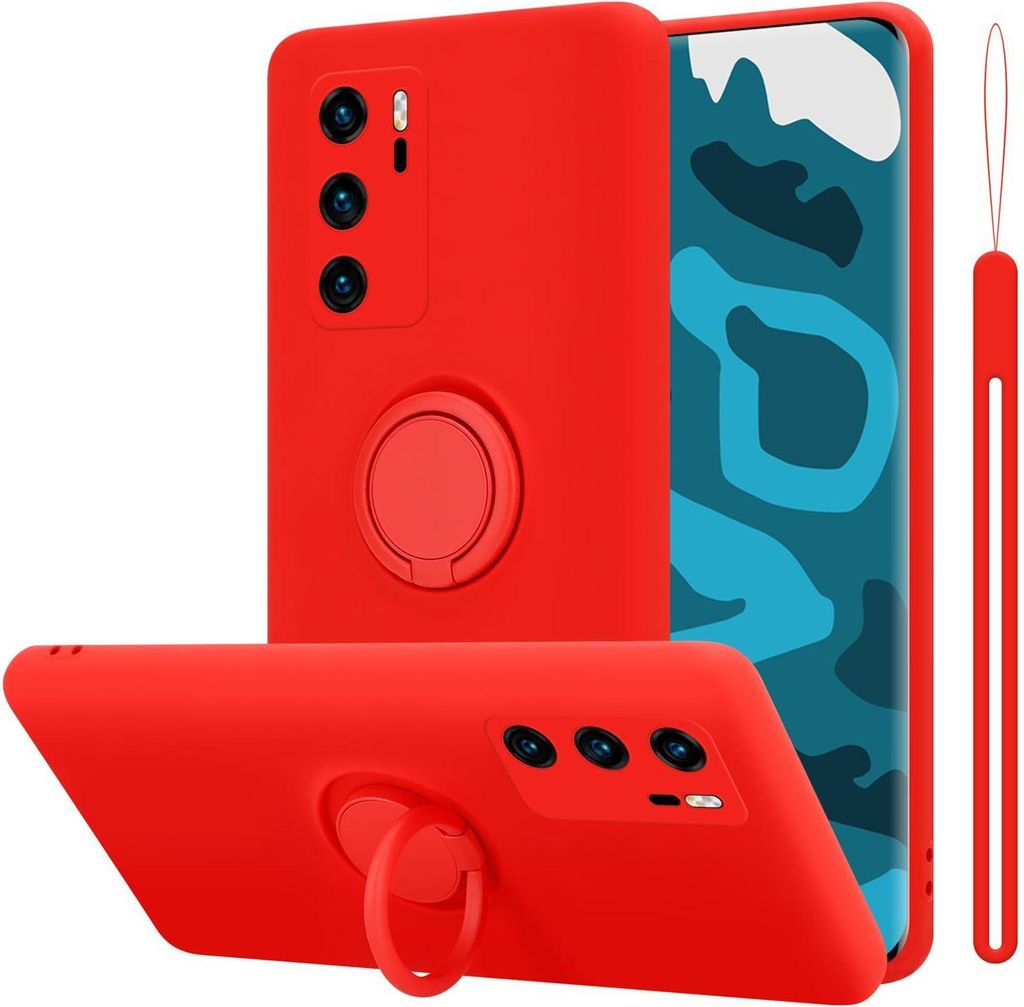 Cadorabo Hülle für Huawei P40 Schutz Hülle in Rot Handyhülle TPU Etui Case Cover