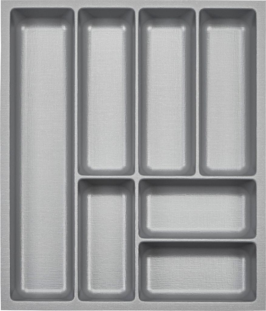 ORGA-BOX III Besteckeinsätze Tiefe 473 mm, Höhe 50,5 mm silbergrau Schubladeneinsätze Breite 391 mm für Schubladen 500 mm Canvas-Struktur