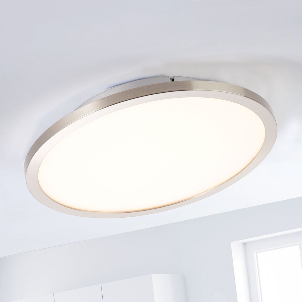 BRILLIANT modernes LED Panel Aufbaupaneel CERES in silber | Deckenlampe mit warmweißem flächigem Licht & Ø 25 cm | 10W 1200 Lumen 3000 Kelvin | ...