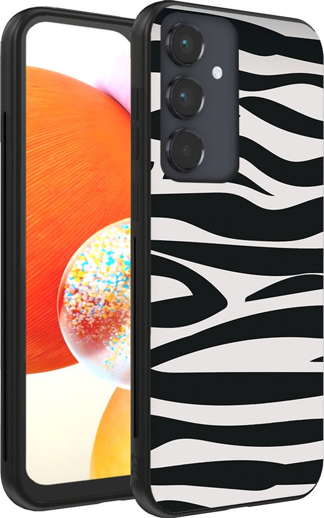 Smartphonica Handyhülle passend für Samsung Galaxy A14 mit Zebradruck - TPU Tasche mit Zebradruck Design - Schwarz Weiß