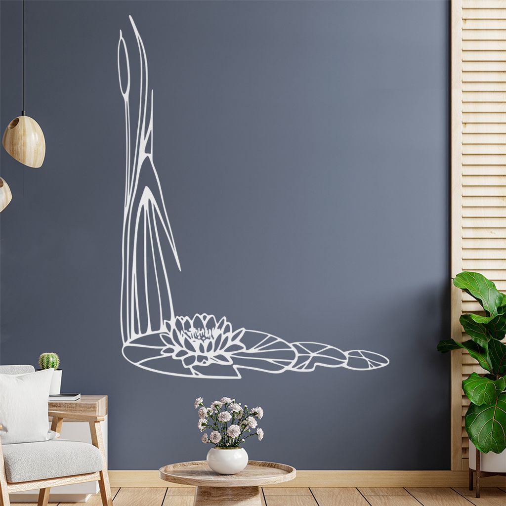 Seerose - Pflanzen Wandtattoo in 6 Größen - Wandaufkleber Wall Sticker - Dekoration, Küche, Wohnzimmer, Schlafzimmer, Badezimmer